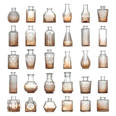Imagem de FLCPJGV Conjunto de vasos de vidro com 30 peças, mini vasos de flores, peças centrais de mesa modernas, arranjo de flores para decoração de casa e quarto