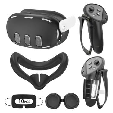 Imagem de Tyasoleil VR Silicone Case for Meta Quest 3, Design Upgraded Accessories for Quest 3S, Face Cover, Controller Grips, Shell Cover, Lens Cover, Disposable Eye Cover (Black)