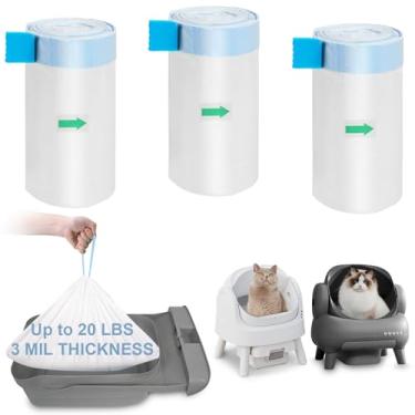 Imagem de ELEGX Sacos de forro de caixa de areia com 60 contagens, 3mil extra grosso para serviço pesado, 27,1" x 12,9" compatível com neakasa m1, petpivot autoscooper 11 caixa de robô de areia para g