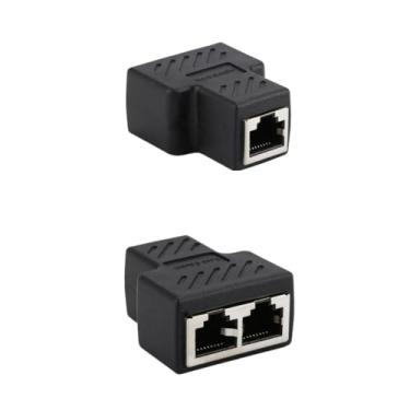 Imagem de Kit 3 Emendas RJ45 Fêmea, Adaptador Divisor de Rede 1x2, Conector 8 Vias, Preto