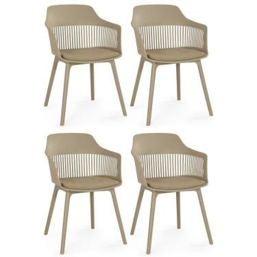 Imagem de Kit 4 Cadeiras De Jantar Estofada Marcela - Nude Escuro