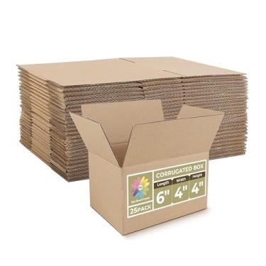 Imagem de MBC MAT BOARD CENTER Centro de Placa de Esteira, Caixas de Remessa de 6X4X4" para Embalagem de Mudança de Correspondência, Pacote com 25 Caixas de Papelão Ondulado para Pequenas Empresas, Kraft