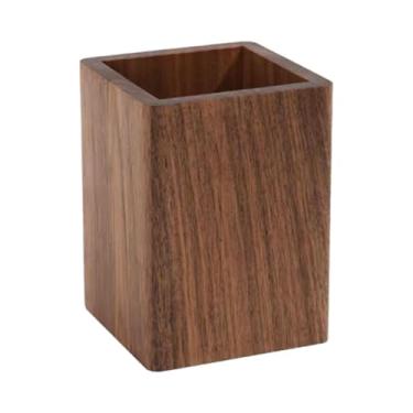 Imagem de IEUDNS Porta-canetas de madeira, copo de lápis, presente ideal, economizador de espaço, recipiente cosmético, suporte de pincel de maquiagem, organizador de