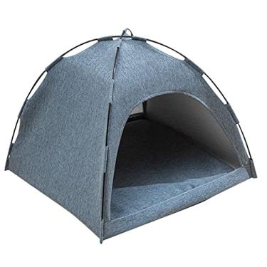 Imagem de Casa de Lixo Confortável Cama de Barraca de Gato Tamanho S Casa de Cachorro Com Tecido Lavável para Todas As Estações Grande Espaço Respirável (Azul)