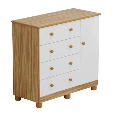 Imagem de Cômoda Infantil Peroba Júnior em 100% MDF Branco com Amêndoa