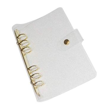 Imagem de A6 6 anéis de glitter PVC capa de agenda argolas douradas folha solta caderno fichário recarregável planejador protetor de diário (tom dourado estilo glitter, A6 (13,1 x 19,3 cm)