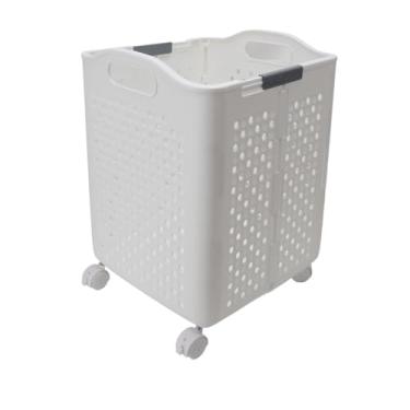 Imagem de Cesto de Roupa Suja Dobrável, Oco, Respirável, Economiza Espaço, Cesta de Roupa Com Rodas para Casa, Banheiro, Varanda (Extra Grande 57L 13,1 X 14,4 X 18,5 pol.)