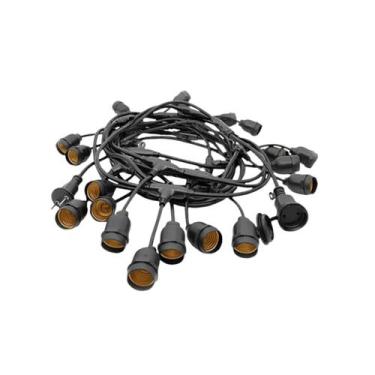 Imagem de Varal de Luzes 10 metros com 20 Soquetes E27 Preto - Embuled