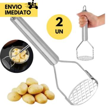 Imagem de Kit 4 Amassador de Batatas e Legumes Ou 2 Pç em Inox Ideal para Purês 