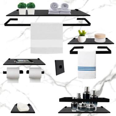 Imagem de Kit De Acessórios P Banheiro Perola Max Preto Brilhante - Diretoo, Fum