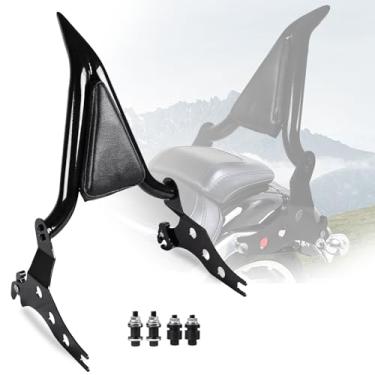 Imagem de Sresk Sissy Bar apto para Harley Fat Boy FLFBS 114 107 Breakout FXSB FXBR 114 107 Almofada traseira destacável do encosto do passageiro 2018-2022 (preto)