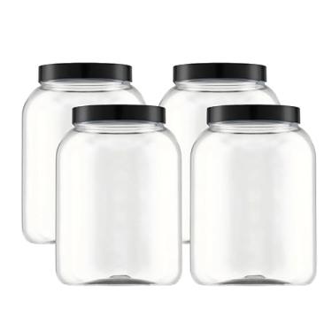 Imagem de Kit 4 Potes com Tampa 2,2L Porta Mantimentos Pote Multiuso Bold Plástico (Preto)