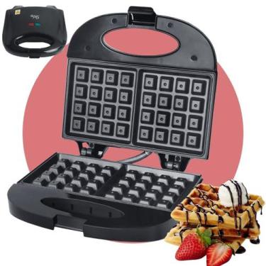 Imagem de Sanduicheira Wafle Elétrica Liége 750W Em Baquelite Preta Com Revestim
