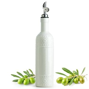 Imagem de LYEOBOH Garrafa dispensadora de azeite de oliva com bico, dispensador de óleo para cozinha - Garrafas dispensadoras de óleo de cerâmica de 500 ml para cozinha, dispensador de óleo de cozinha