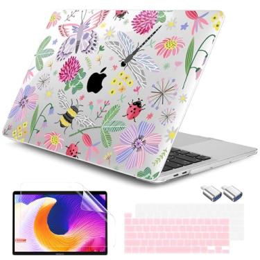 Imagem de DONGKE Capa para MacBook Pro de 13 polegadas versão 2023-2016 A2338 M2 M1 A2251 A2289 A2159 A1989 A1706 Touch Bar e Touch ID, capa rígida com adaptador USB C para USB e capa de teclado, libélula