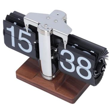 Imagem de Relógio de Mesa Automática, Configuração Facilmente Legível do Botão Flip Desk Clock para Estudo (Preto)