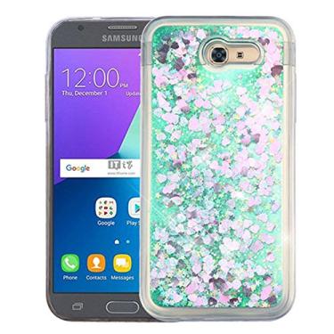 Imagem de AMZER Capa protetora híbrida à prova de choque rígida com glitter de areia movediça TPU para Samsung Galaxy J3 (2017)/Galaxy Amp Prime 2/Galaxy J3 Emerge/Galaxy Sol 2, verde