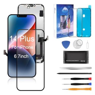 Imagem de Substituição de tela para iPhone 14 Plus, tela sensível ao toque 3D de 6,7 polegadas, kit de reparo completo, conjunto de digitalizador com ferramentas, vidro temperado, instruções (sem garantia de