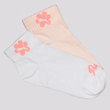 Imagem de Kit Meia Puma Cano Baixo 2 Pares Infantil Rosa e Branco, 29-34