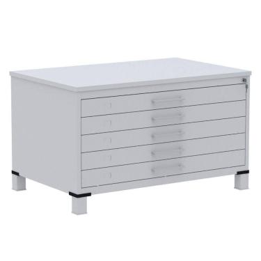 Imagem de Mapoteca 5 Gavetas Pandin 120 Cm (larg) Inmetro Tampo Mdp Cinza Estrutura E Gavetas Em Aço Cinza