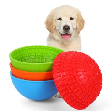 Imagem de 4 peças, tigela de silicone para lamber para cães, alimentador lento para cães, tapete para lamber, alimentador interativo de enriquecimento de brinquedos para gatos, animais de estimação, saúde bucal