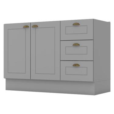 Imagem de Balcao Pia 2 Portas 3 Gavetas 120 cm C353 Americana Cinza Henn