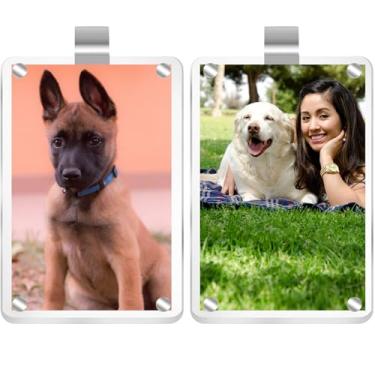 Imagem de MOTOFITOOL Porta-fotos magnético personalizado de acrílico de 7,5 x 10,2 cm, clipe para viseira de carro, porta-retrato de carro, acessórios de carro para homens e mulheres (2 peças)