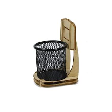 Imagem de Porta-lápis de madeira para escritório, basquete, suporte para canetas, organizador de mesa, acessórios de escritório, suporte de lápis, decoração de mesa, esporte para fãs de basquete, organizador de