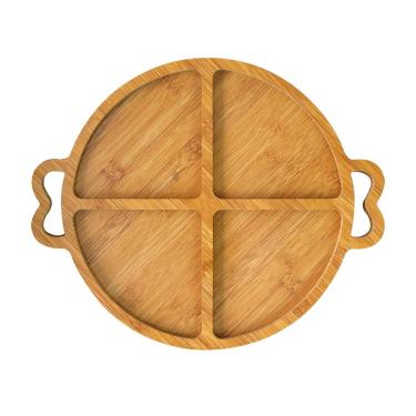 Imagem de Petisqueira Redonda De Madeira 4 Divisorias E Alça