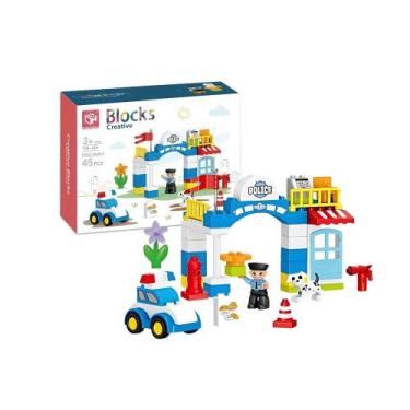 Imagem de Brinquedo Infantil Cubic Blocos de Montar Estação de Polícia 45 Peças 