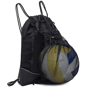 Imagem de Louenth Mochila Esportiva Com Cordão, Bolsa De Futebol Para Adolescentes, Ginástica Cordão Mulheres E Homens, Futebol, Rede Bola Armazenamento, Loja Basquete