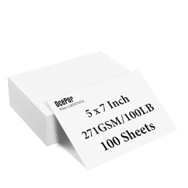 Imagem de 100 folhas de cartolina branca 12,7 cm x 17,8 cm, cartolina em branco 45,4 kg/271 gsm, papel grosso pesado para convites de casamento, cartões comemorativos, cartões postais, fotos, álbuns de recortes