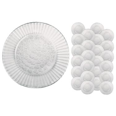 Imagem de Jogo de 24 Pratos Redondo Fundo Primavera 22CM Refeição Comida - NADIR