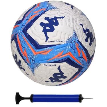 Imagem de Bola de futebol campo kappa player + bomba de ar, Azul