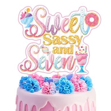 Imagem de Cute Sweet Sassy and Seven Cake Topper 7th Birthday Cake Decorations Lovely 7th Birthday Decorations for Girls with Donut Ice Cream Cake Toppers for 7 Year Old Birthday Party