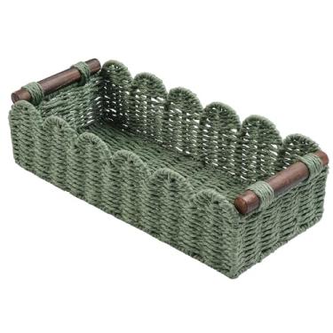 Imagem de Cesto de armazenamento de papel higiênico organizador de balcão de banheiro cestas de vime para organizar cesta fofa para quarto, berçário, cozinha, banheiro, decoração - verde