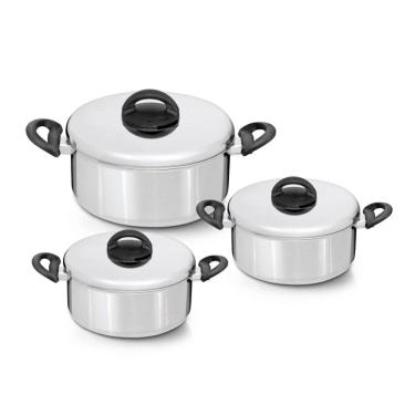 Imagem de Jogo de Panelas Criativa 3 Peças em Alumínio Polido Nigro
