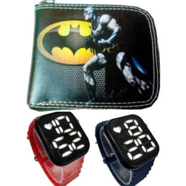 Imagem de Carteira infantil masculino Batman relógio digital smart a prova d agu