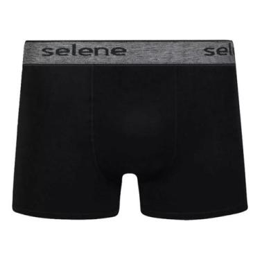 Imagem de Kit 2 cuecas boxer selene algodão cotton preto mescla/preto, 1 preto m