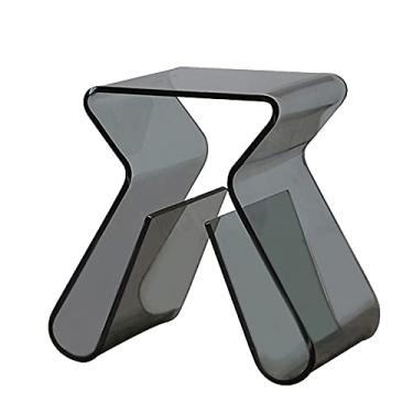 Imagem de Mesa de centro de vidro transparente/mesa lateral de sofá/mesa de canto quadrada/mini estante para sala de estar, quarto e escritório, decoração de móveis, branca