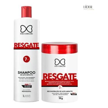 Imagem de Kit Resgate Capilar Shampoo 1l+ Máscara 1kg Dois Corações - Rofer Prof
