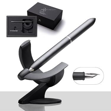 Imagem de novium Hoverpen Future – Caneta-tinteiro de luxo minimalista feita de metais, estética futurista, caneta executiva (preto escuro)
