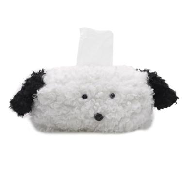 Imagem de Linda caixa de lenços de pelúcia para filhotes, capa de armazenamento de lenços removível, suporte de papel, caixa de guardanapo para carro, casa, banheiro, cozinha, escritório, mesa