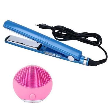Imagem de Kit 1 Prancha Nanotitanium + 1 Esponja Facial Rosa Bebê Nº33