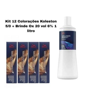 Imagem de Kit 12 Colorações Koleston 5.0 e Ox 20 vol 6 1 litro. - Wella