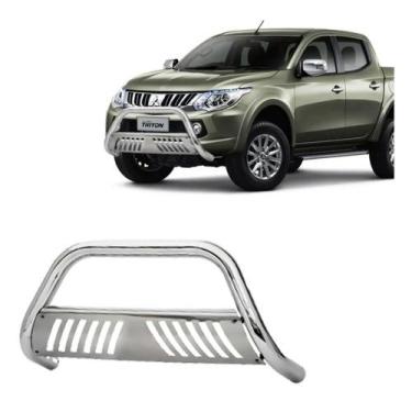 Imagem de Quebra Mato L200 Triton 2017 até 2021 Com Chapa Cromado - Solar