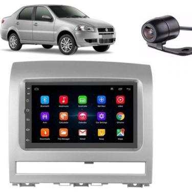 Imagem de Central Multimidia Android Auto Fiat Palio Moldura + Câm Prata - First