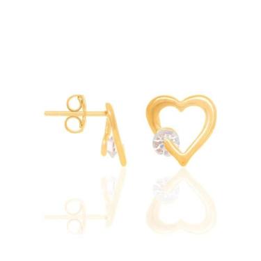 Imagem de Brinco folheado a ouro corações com cristais - tam.único - rommanel