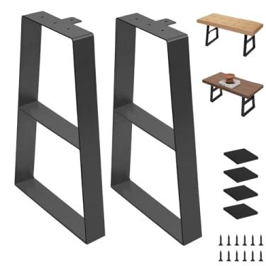 Imagem de Rioychan Pernas de mesa de metal de 55 cm de altura, pernas de mesa de centro trapézio, conjunto de pés de mesa de metal industrial de 2 projetos de móveis domésticos de meados do século
