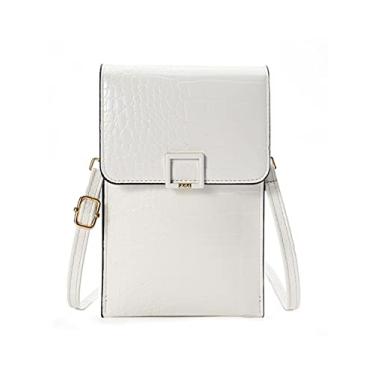 Imagem de Chusui Bolsa de telefone feminina com alça de ombro transparente janela PU carteira de couro ZL